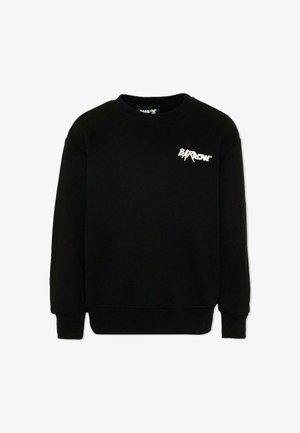 Felpa nera a maniche lunghe con scollo rotondo, logo "Barrow" bianco sul petto a sinistra, polsini e bordo a coste.