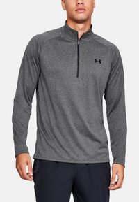 Under Armour - TECH ZIP - Tops ar garām piedurknēm - carbon heather Miniatūras attēls 1