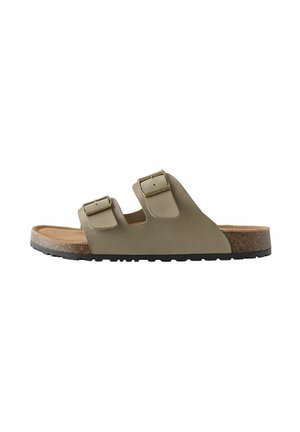 REGULAR FIT - TWO BUCKLE - Pantolette flach - taupe