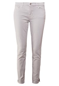 Ljusgrå denimjeans med smal passform, med knappstängning, fem fickor och subtila sidokilar vid vristen.