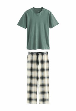 REGULAR FIT  MOTIONFLEX COSY SHORT SLEEVE SET  - Pizsama szett - sage green   neutral stone check