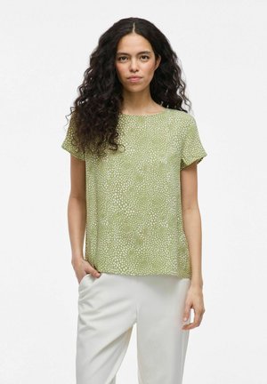 SHORT SLEEVED ROUND NECK - Bluse - sage