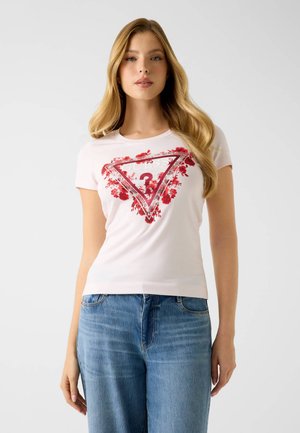 MIT BLUMENMUSTER - T-Shirt print - rose