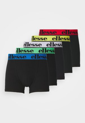 Fire par sorte sorte sorte boxer briefs i sort med farverige elastiske taljer: blå, grøn, gul og rød med "ellesse" tekstlogo.