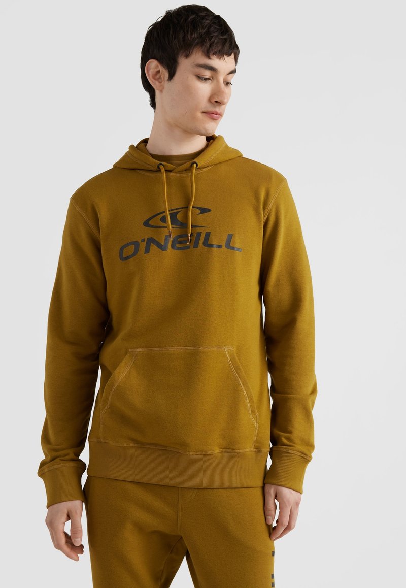Senfgelber Kapuzenpullover mit einer Fronttasche und schwarzem "O'Neill"-Logo. Strukturiertem Stoff mit gerippten Bündchen und Saum.