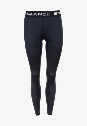 Sorte leggings med en tætsiddende pasform, lavet af strækbart materiale. Har en bred elastisk talje med "ENDURANCE" trykt i hvidt.