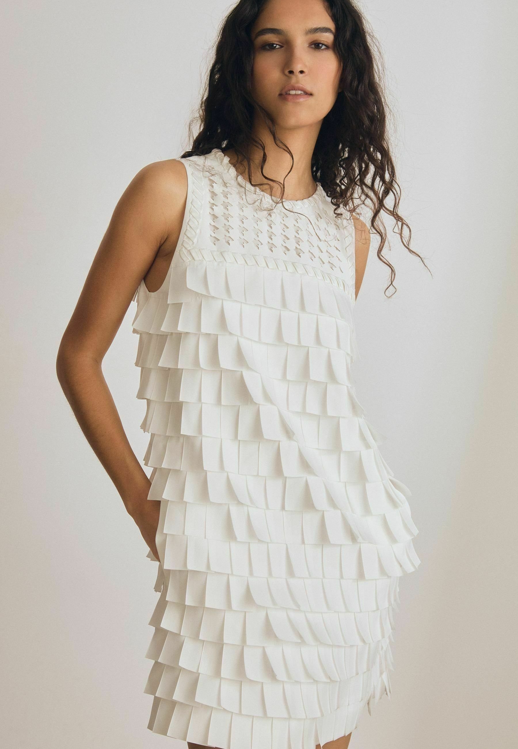 Reiss REGULAR FIT - ROBIN ATELIER LAYERED FRINGE - Cocktail dress / Party  dress - white - Zalando