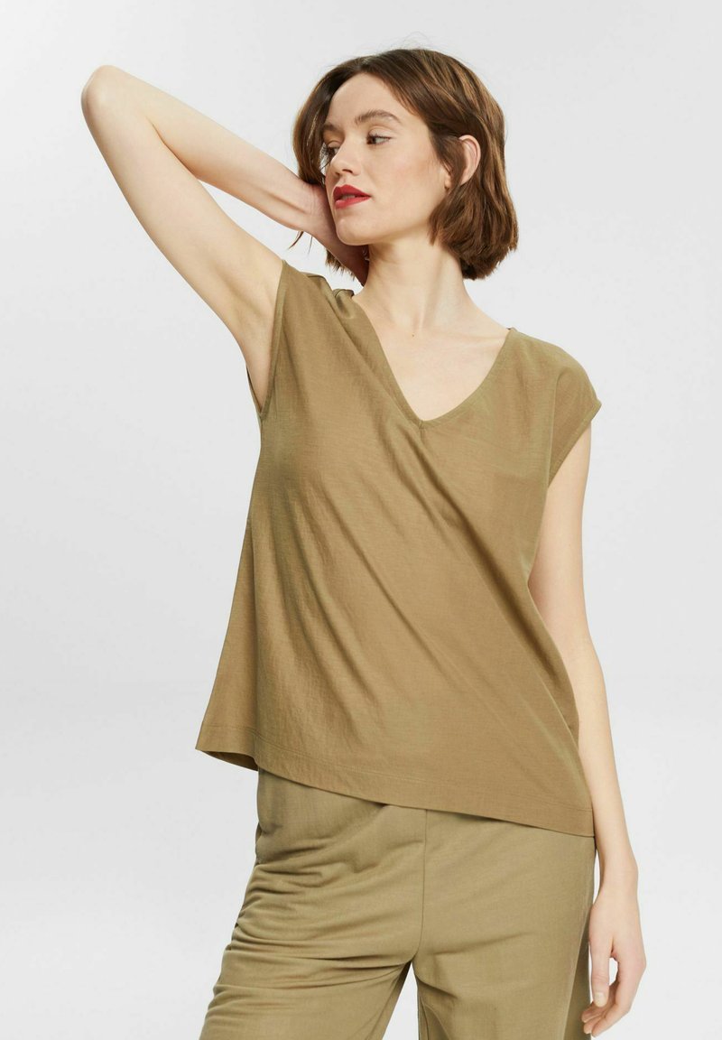 Damen T-Shirts | Esprit Collection TEE T-Shirt basic khaki green/grün-meliert - XK06542 Damen T-Shirts | Esprit Collection TEE T-Shirt basic khaki green/grün-meliert - XK06542