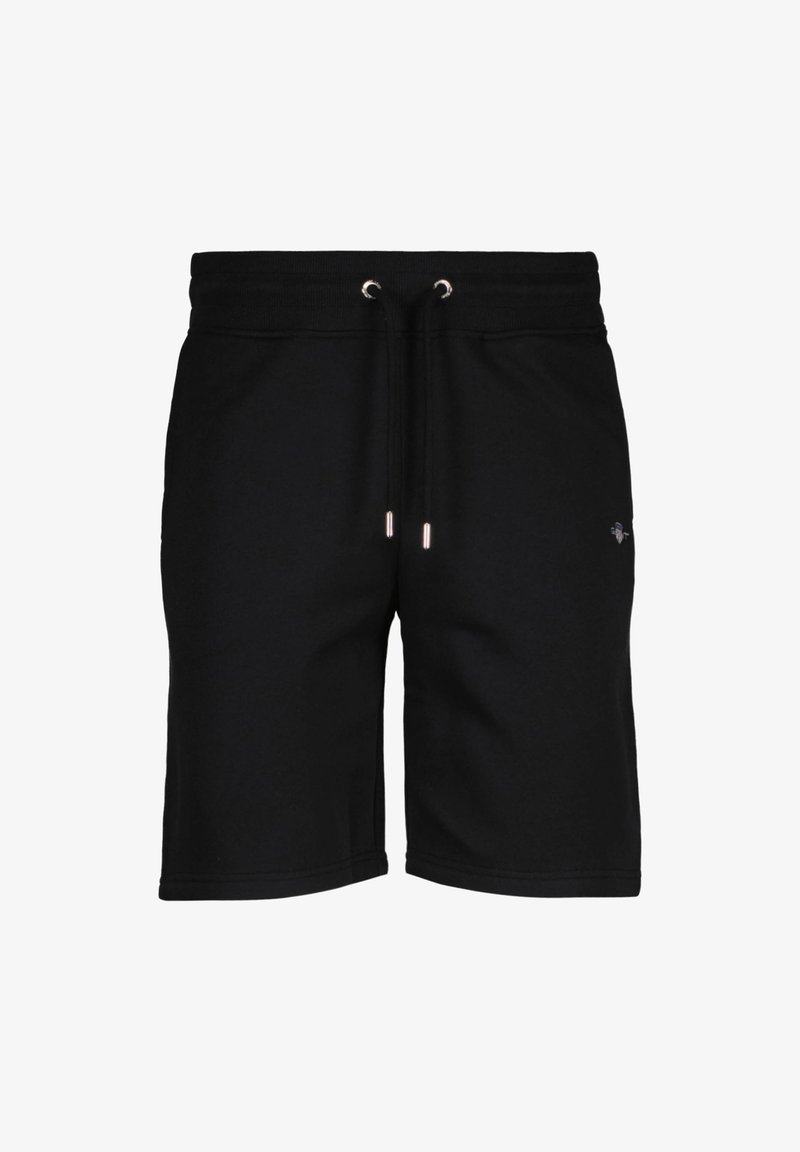 Mustat hikinahkahousut, jotka on valmistettu puuvillasekoitteesta. Ne sisältävät joustavan vyötärönauhan, jossa on nauhat, ommellun helman ja pienen logon sivussa.