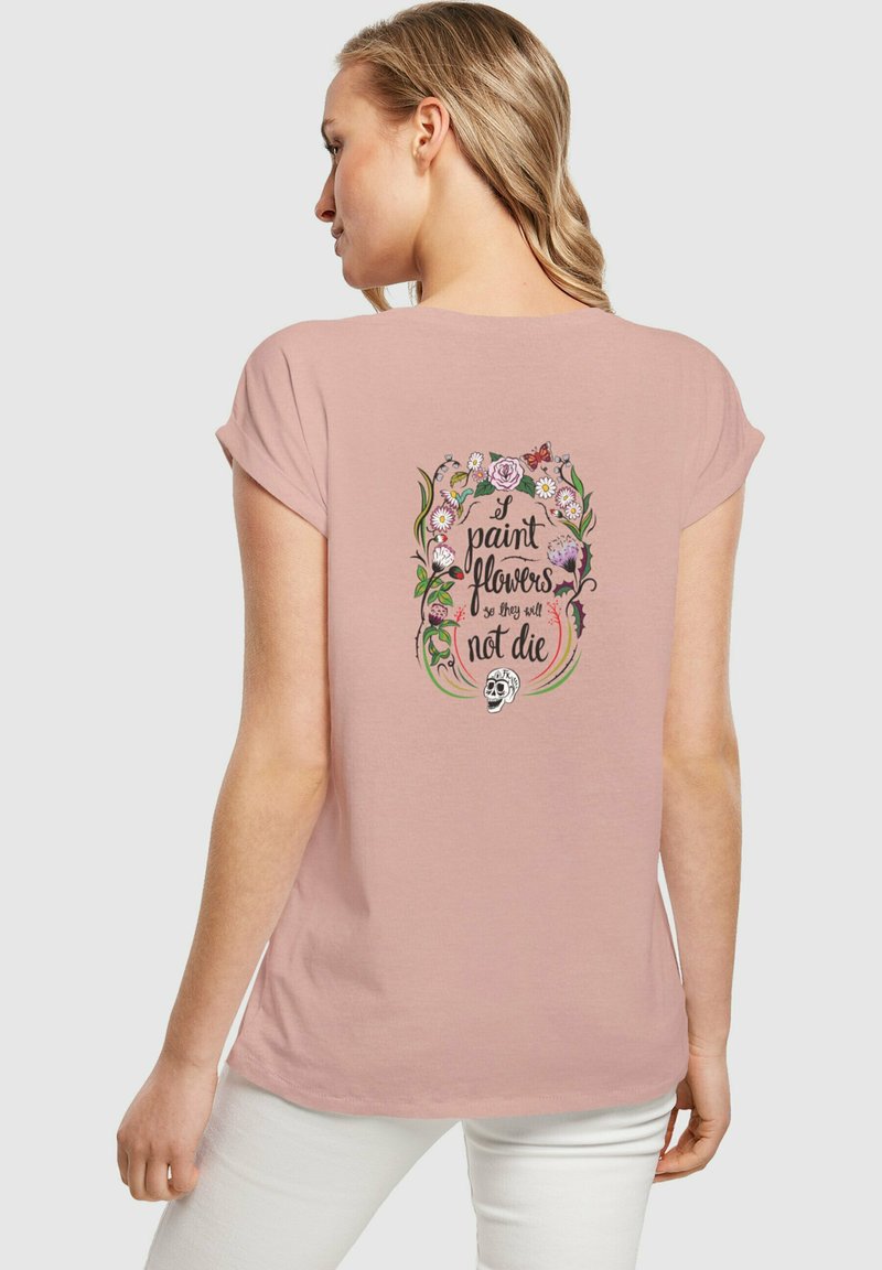 Merchcode FRIDA KAHLO SKELETON EXTENDED SHOULDER TEE - Marškinėliai su spaudiniu - duskrose