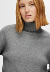 Selected Femme SLFKAMMA ROLL NECK - Trui - medium grey melange
