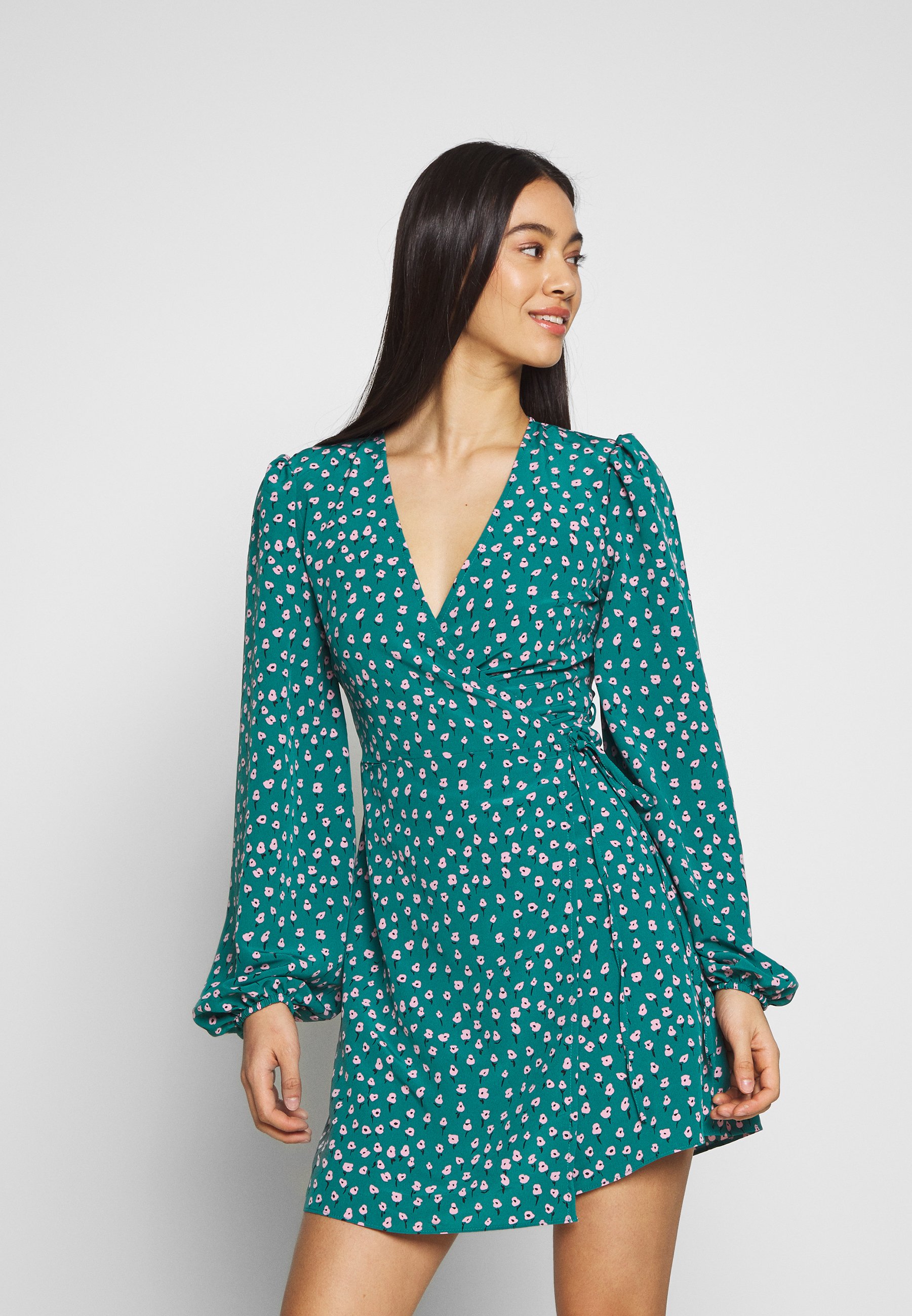 ditsy floral wrap dress