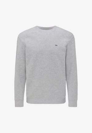 Világosszürke, hosszú ujjú, kerek nyakú pulóver kis fekete "Lee" logóval a bal mellrészen.