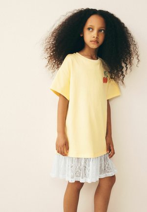 Next, REGULAR FIT - LACE 2-IN-1 T-SHIRT DRESS - Trikotaažkleit - bright yellow