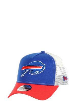 Buffalo Bills cap with a blue front, red brim, and mesh white back. Features embroidered logo and adjustable snapback closure.