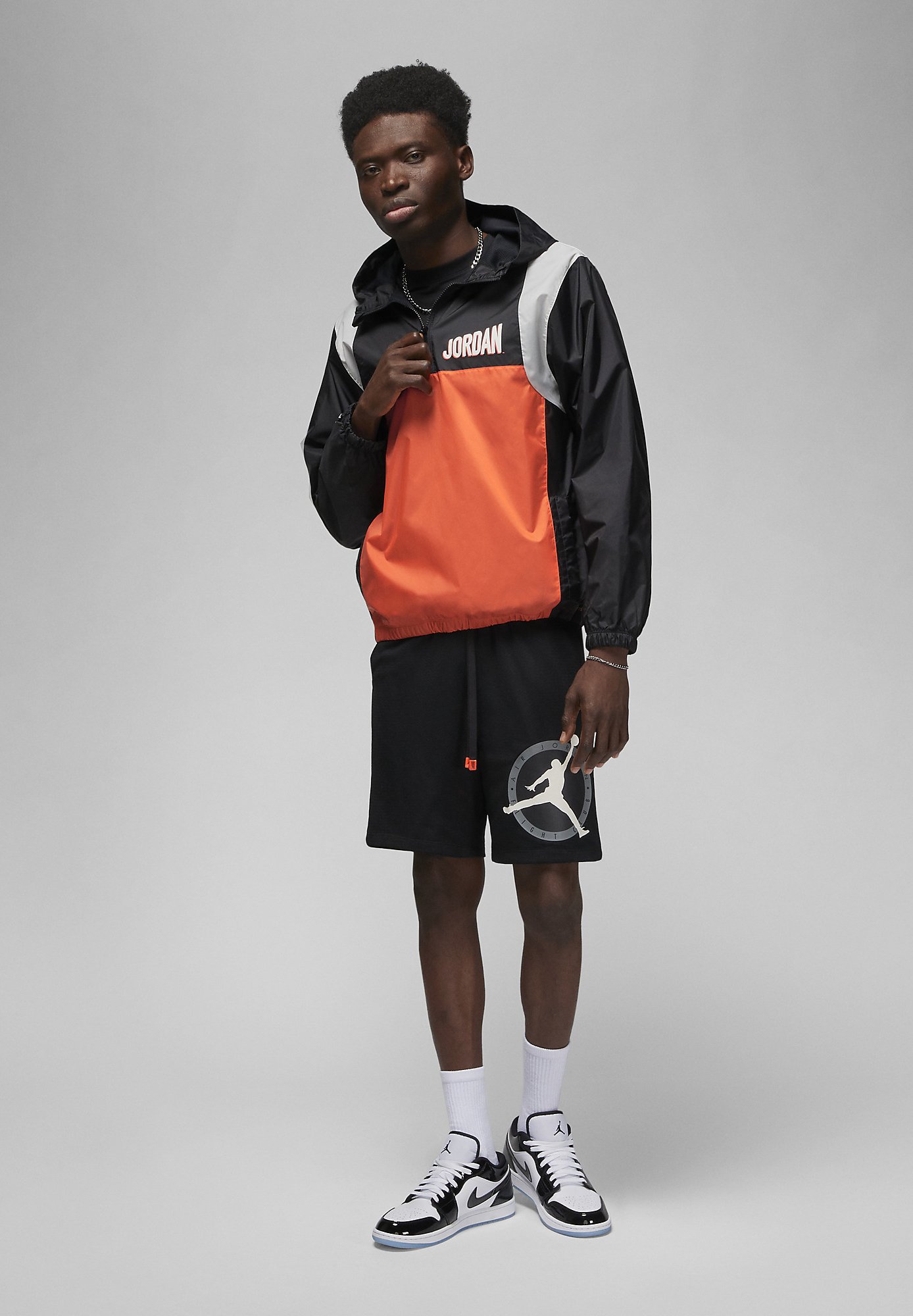 Jordan HOODED - Windbreaker - black/rush orange/phantom/(phantom)/black -  Zalando.de
