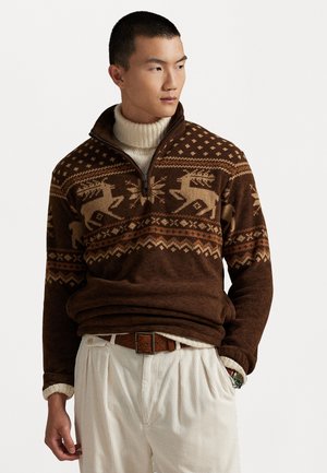 BRUSHED FLEECE QUARTER ZIP PULLOVER - Flisinis džemperis - brown