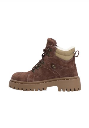 Enkellaarsjes met plateauzool - brown