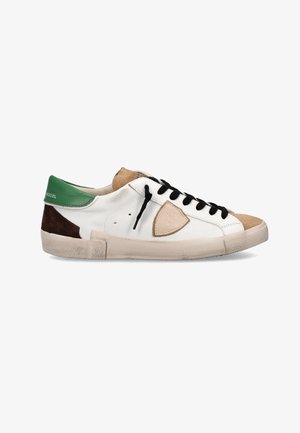 Philippe Model, SNEAKER PHILIPPE MODEL PRSX IN PELLE BIANCA, VERDE E BEIGE - Baskets basses - bianco