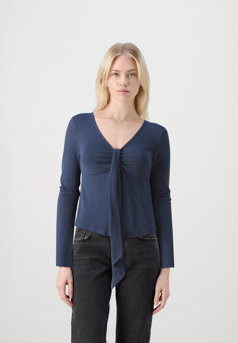 Gina Tricot TIE FRONT LONG SLEEVE - Top - peacoat