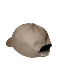 Cappellino da baseball khaki con tessuto liscio, corona arrotondata e visiera curva. Presenta un logo sul cinturino regolabile sul retro.