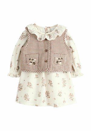 Next, WOVEN BABY DRESS, GILET AND TIGHTS 3 PIECE SET - Weste - ecru floral