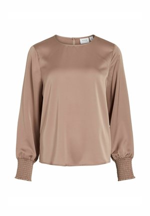 VILA, LONG SLEEVED TOP VIELLETTE ROUND NECK - Blouse - portabella