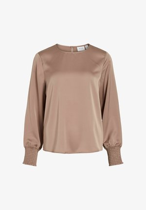 VILA, LONG SLEEVED TOP VIELLETTE ROUND NECK - Langærmet T-shirt - portabella