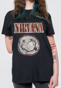 Paradiso Clothing NIRVANA DISTRESSED GRUNGE SMILE - Print T-shirt - black
