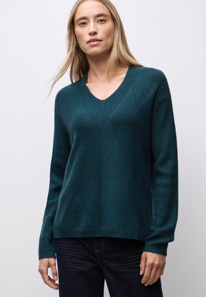 V-NECK STRUKTUR - Svetr - türkis