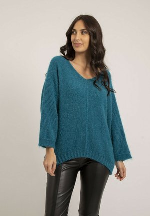 Dona x Lisa COL V KAFIA - Pullover - bleu canard