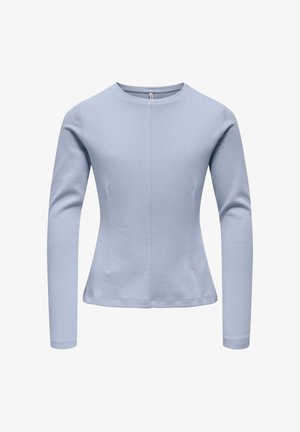 Vaaleansininen slim fit -paita, jossa on pyöreä pääntie ja hienovarainen pystysuora sauma keskellä edessä.