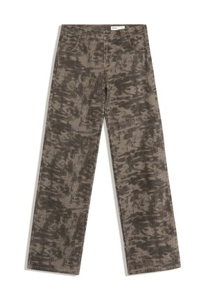 Bershka, PRINT WITH EMBROIDERED POCKET AND STUDS - TROUSERS - Pantalon classique - dark brown