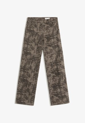 Bershka, PRINT WITH EMBROIDERED POCKET AND STUDS - TROUSERS - Pantalon classique - dark brown