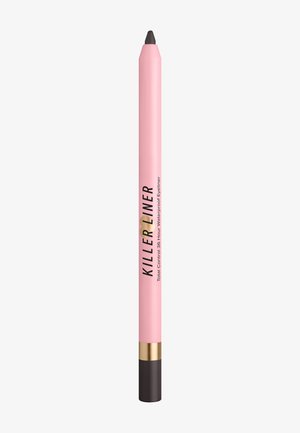 Pinker Eyelinerstift mit schwarzer Spitze und Text "Killer Liner Total Control 36 Hour Waterproof Eyeliner" auf dem Schaft.