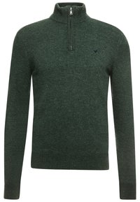Strikkegenser - mottled dark green