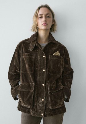 WITH COLLAR DETAIL - Veste en jean - khaki