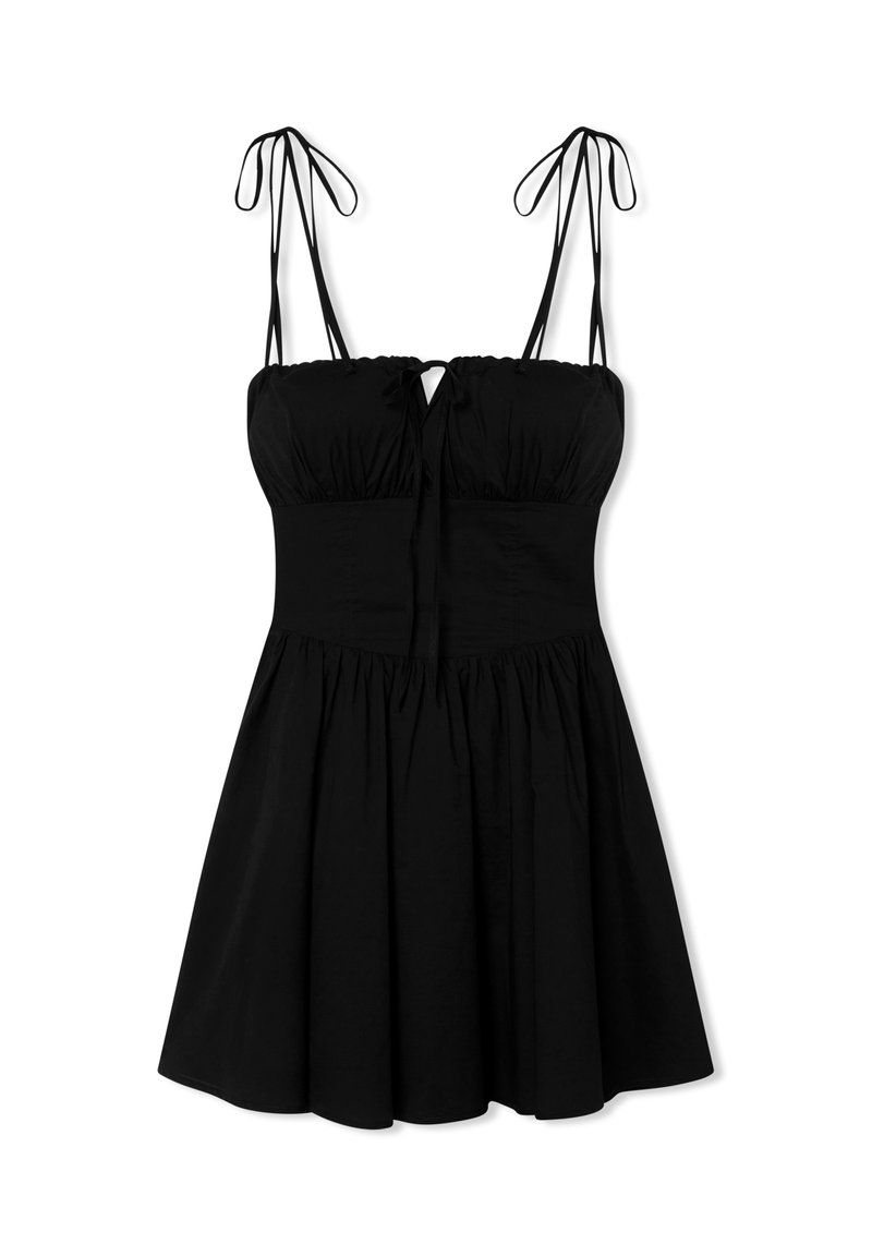 CUPSHE Abito Da Spiaggia Donna, Nero Taglia L, Con Scollo A V, Nappe E Pompon, Copricostume Estivo Leggero - 2