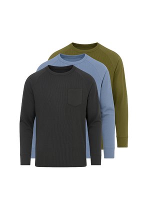 PACK OF 3 - Langærmet T-shirt - graphite/olive/blue
