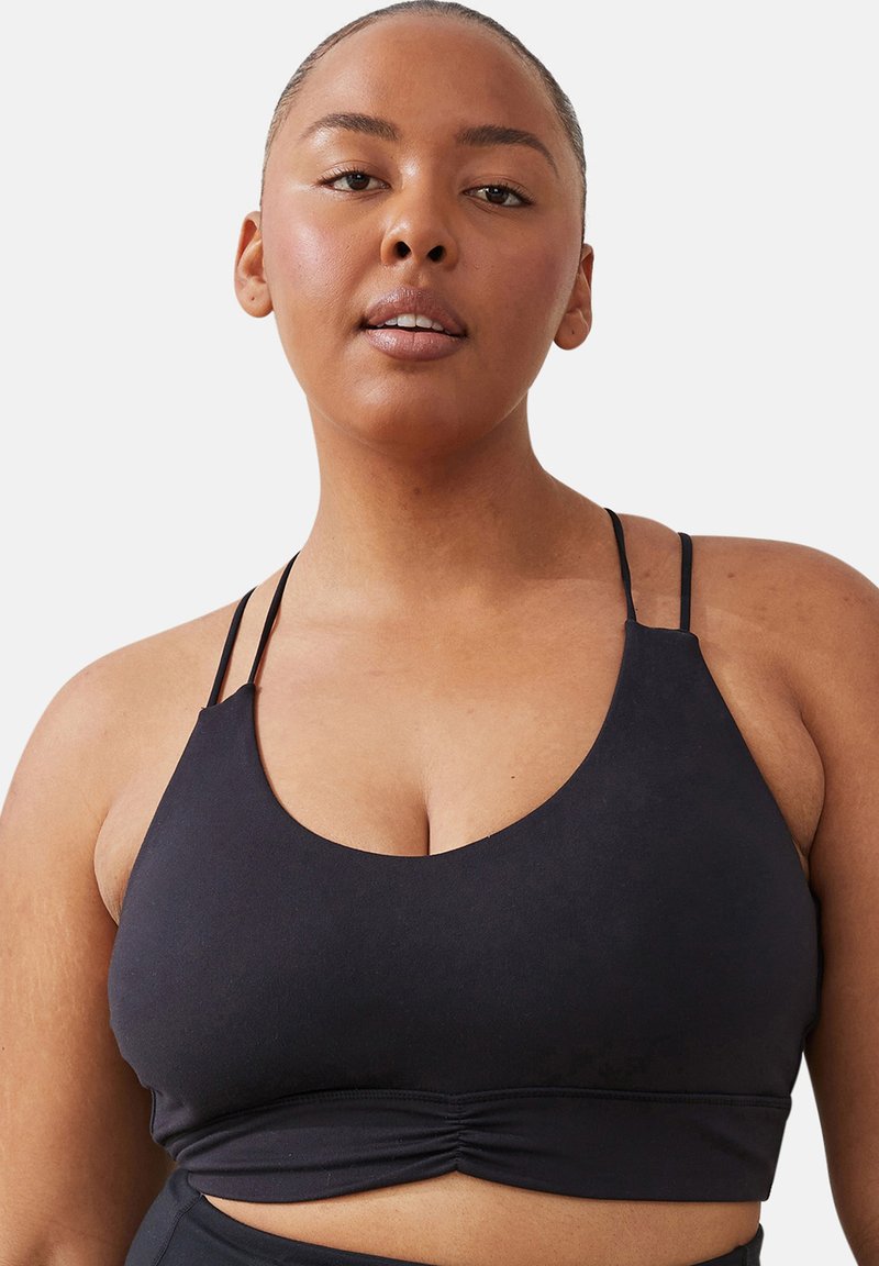 Cotton On CURVE ACTIVE RECYCLED RUCHED STRAPPY CROP Bustier black