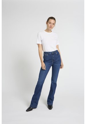 PULZ PZBECCA - Bootcut jeans - dark blue denim