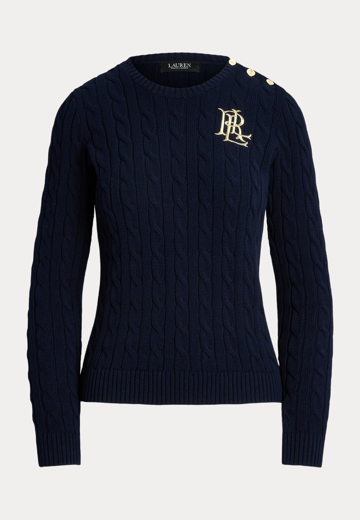 Lauren Ralph Lauren Button-Trim Cable-Knit Jersey - Navy — vista 2