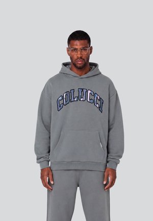 Colucci, LOGO HOODIE COLLEGE - Kapuzenpullover - dark grey   aop pink blue