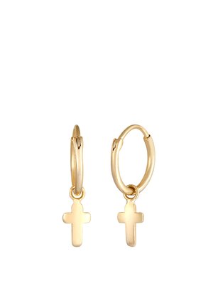 HOOPS MINIMAL CROSS - Øreringe - gold-coloured