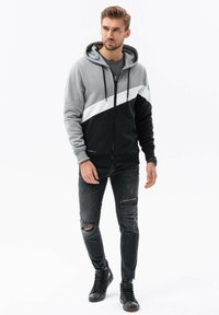 Ombre THREE-COLOR  WITH A HOOD B1419 - Felpa con zip - grey