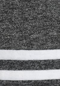 Gray fabric with a textured appearance, featuring bold white horizontal stripes. The material is soft and slightly stretchable.