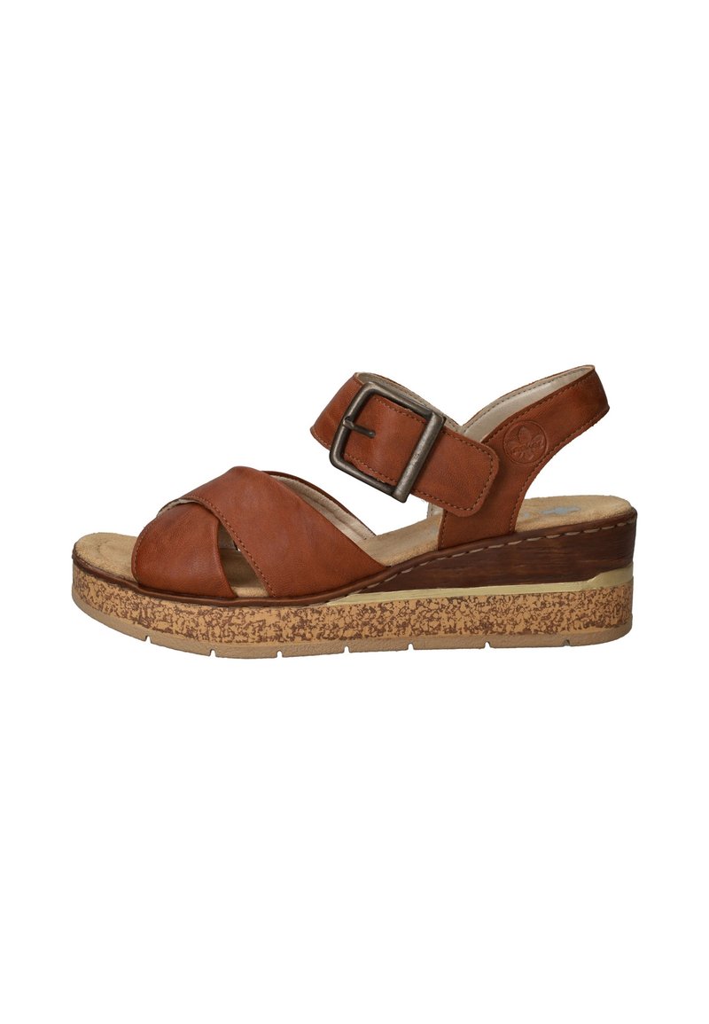 Rieker - Sandalen met plateauzool - cognac, Vergroten