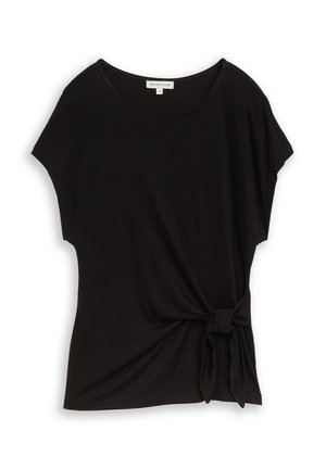 TOM TAILOR, TOM TAILOR T-SHIRT T-SHIRT MIT KNOTENDETAIL - T-shirt basic - deep black