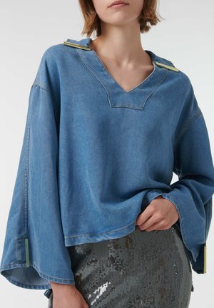 Leem V-NECK LONG SLEEVE - Blouse - blue