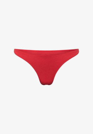 Rode string van glad katoenen stof, met een minimalistisch ontwerp, een smalle tailleband en een naadloze constructie.